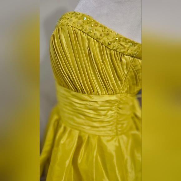 JESSICA SIMPSON Citronelle Yellow Strapless Tiered Ruffle Sequin Dress.Sz 11 NWT - Picture 14 of 16